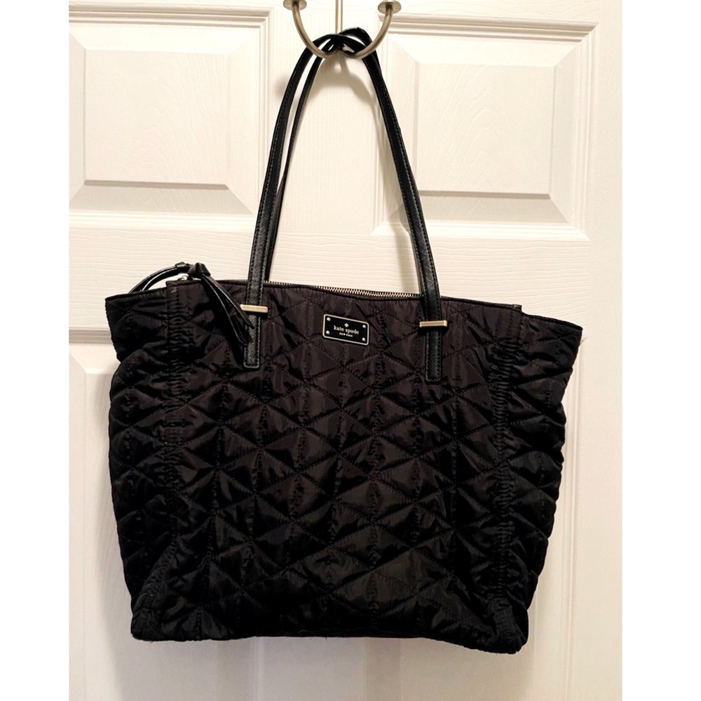Kate Spade black nylon quilted tote